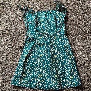 Green floral tie strap dress
